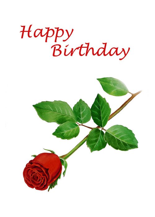Red Rose Happy Birthday Greeting Card by Irina Sztukowski